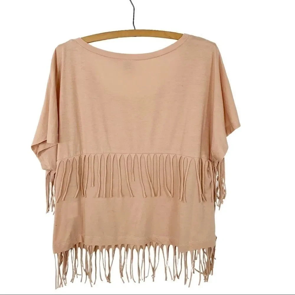 Haute Hippie Oversized Fringe Tee Small - Picture 5 of 10